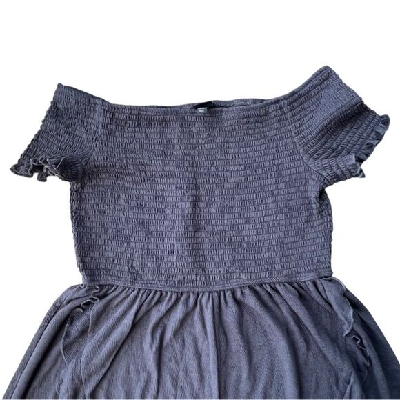 🌴 Art Class Girls Off-the-Shoulder Smocked Ruffle Romper XXL(18/20) Dark Grey - Picture 5 of 11